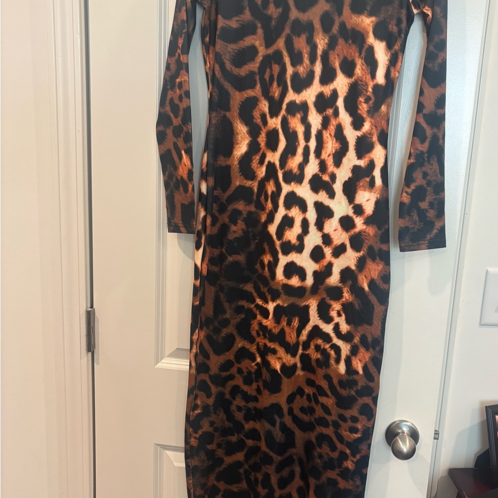 Leopard Print Long Sleeve Dress